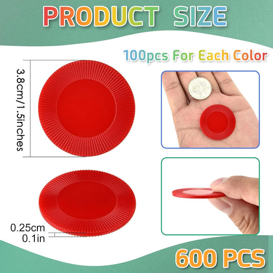Coopay 600 Pieces Plastic Poker Chips Bingo Chip Bulk Learning Counters Disks Poker Card Game Counting Markers for Math Practice, Game Tokens and Teaching Rewards, 38 mm/ 1.5 Inches (Yellow)