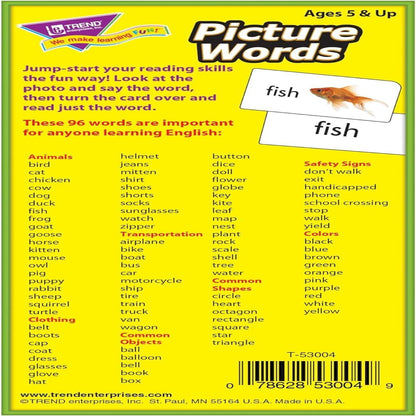 Trend Enterprises: Picture Words Skill Drill Flash Cards, Content-Rich Self-Checking Cards to Practice and Master, Great for Skill Building, 96 Cards Included, Ages 5 and Up