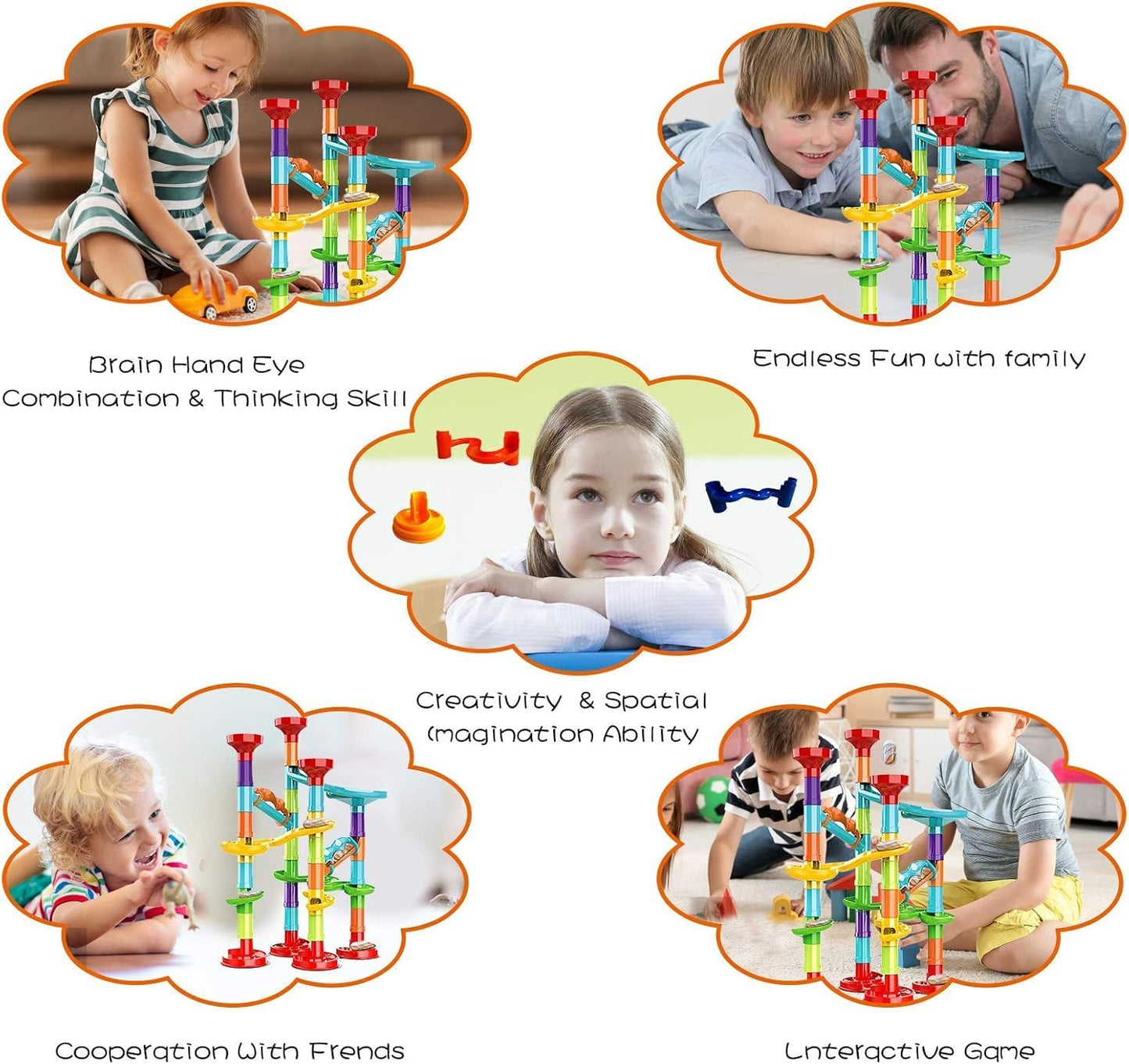 50Pcs Marble Run Set Building Blocks with 30 Glass Marbles for Kids Girls Boys Toys Stem Maze Educational Race Game Birthday Gifts (SmallB)