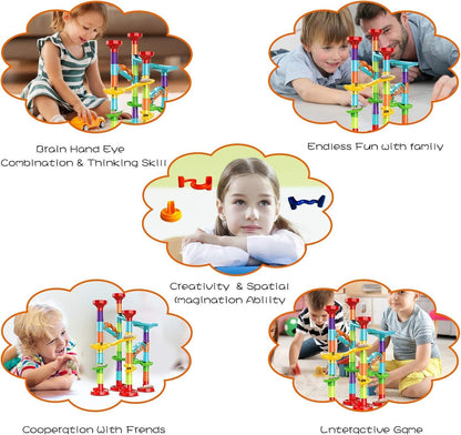 50Pcs Marble Run Set Building Blocks with 30 Glass Marbles for Kids Girls Boys Toys Stem Maze Educational Race Game Birthday Gifts (SmallB)