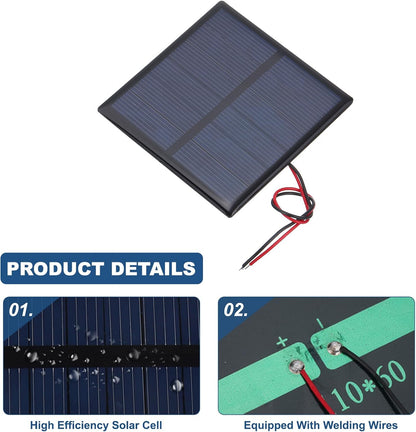 MECCANIXITY 2 Pcs 5.5V 0.44W 70mA Mini Solar Panels, Small Polycrystalline Solar Cell Panel with 2 Cable for DIY Electric Toy Materials Kits Charger, 60mm x 60mm