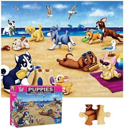 Jumbo Floor Puzzle for Kids, Large Jigsaw Puzzles 35 Piece for Kids Ages 3-5,Preschool Learning & Education Toys, Gifts for 4-8 Year Old Boys and Girls (Grassland Animal)