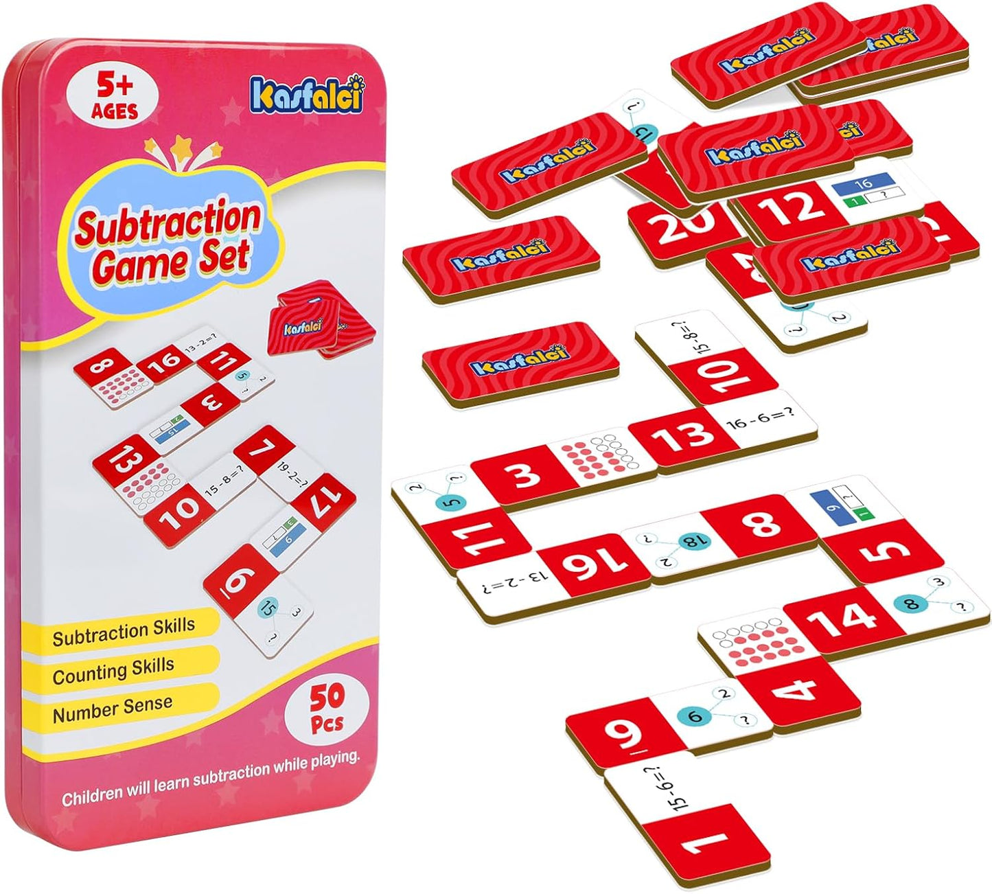 Kasfalci Multiplication Dominoes Set,Math Manipulatives Games for Kids,Counting Toy,Learning Games,Preschool Learning Activities,Homeschool Supplies,Kindergarten Classroom Must Haves,1st 2nd 3rd Grade