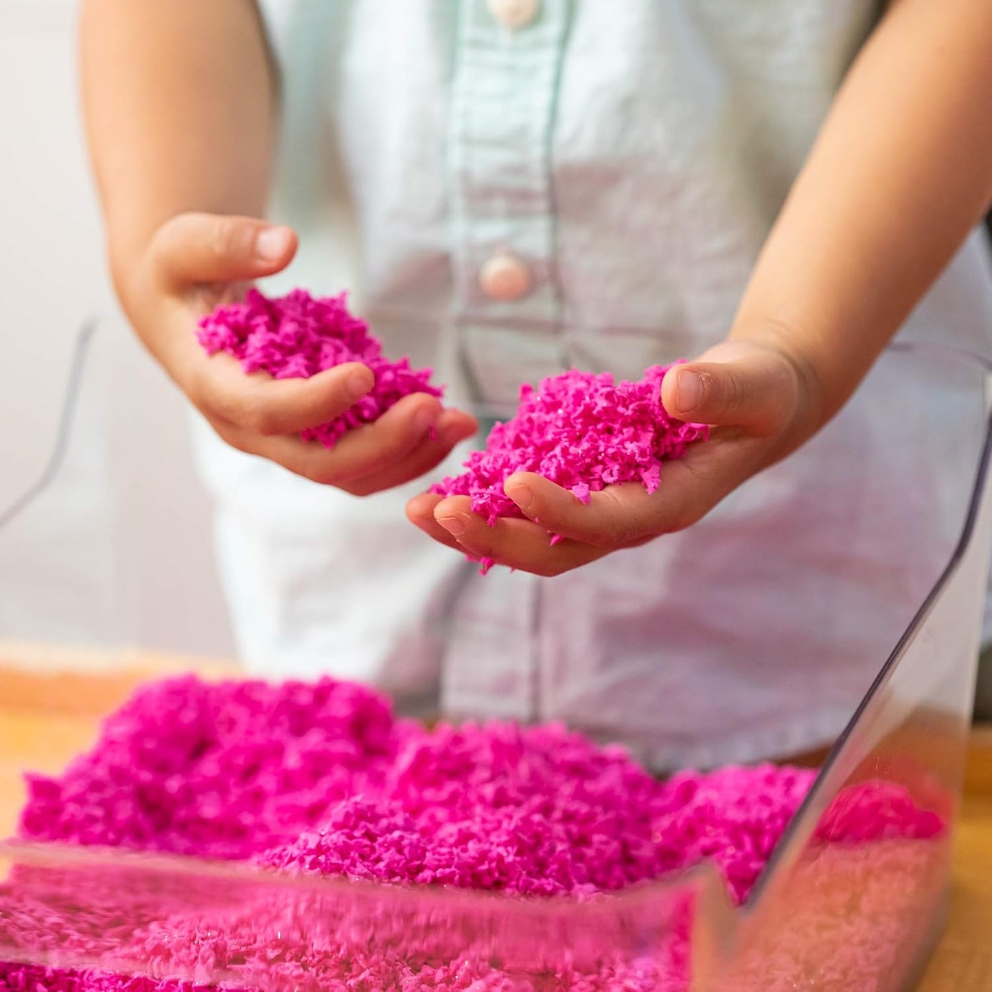 Educational Insights Pluffle(R) 2-Pack Pink & Green - Sensory Bin Foam Set, No Mess Alternative to Sand Toys & Slime for Toddlers, Fun Sensory Table Filler for Home or Classroom, Kids Ages 3+