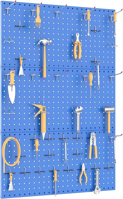 TORACK 3 PCS Metal Pegboard Panels(12x24 inch) for Wall Garage Tools Storage Pegboard for Workbench, Modular Peg Board Tool Organizer Board Kit(Pack of 3, Orange)