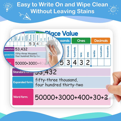 Aizweb 12 Pack Dry Erase Board Card,9" x 12" Small Whiteboard Number Line 120 Numbers Chart Ten Frame,Math Manipulatives Addition Subtraction Game for Student Classroom Must Haves Teacher Supplies