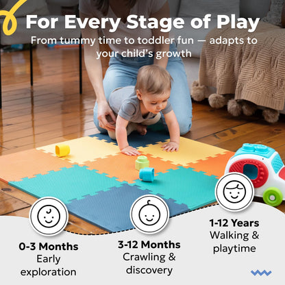 MioTetto Baby Play Mat, Soft Foam Floor Tiles for Kids. Adjustable Interlocking Foam Tiles, Fits with 50x50 Playpen Baby mat for Crawling & Development, Safe & Non-Toxic Playmat for Babies 6-12 Months