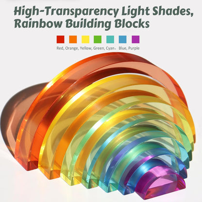30 Pcs Mixed Acrylic Blocks Set - 10 Long (2.5x2.5x5CM) + 20 Cube (2.5x2.5x2.5CM) Rainbow Gem Blocks, Sensory Stacking Toy for 1 2 3 4 Years Old, Boys Girls Gift with Rich Building Possibilities