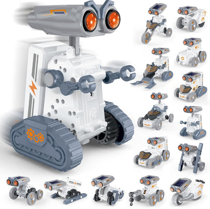 21 in-1 Solar Robot Building Kit STEM Gift for Kids 8-13, DIY Educational Science Robotics Toy Battery Solar Powered STEM Building Toy Set with 210 Pieces
