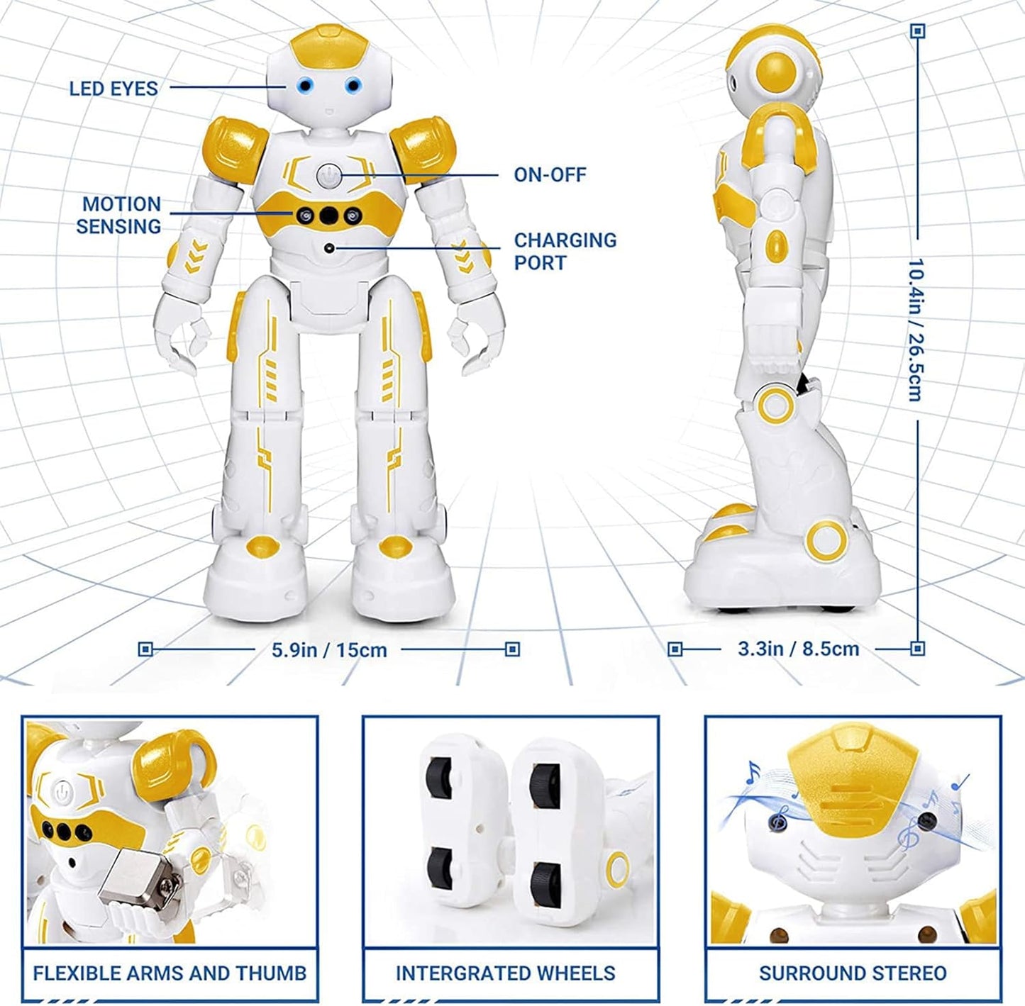 KingsDragon RC Robot Toys for Kids, Gesture & Sensing Programmable Remote Control Smart Robot for Age 3 4 5 6 7 8 Year Old Boys Girls Birthday Gift Present