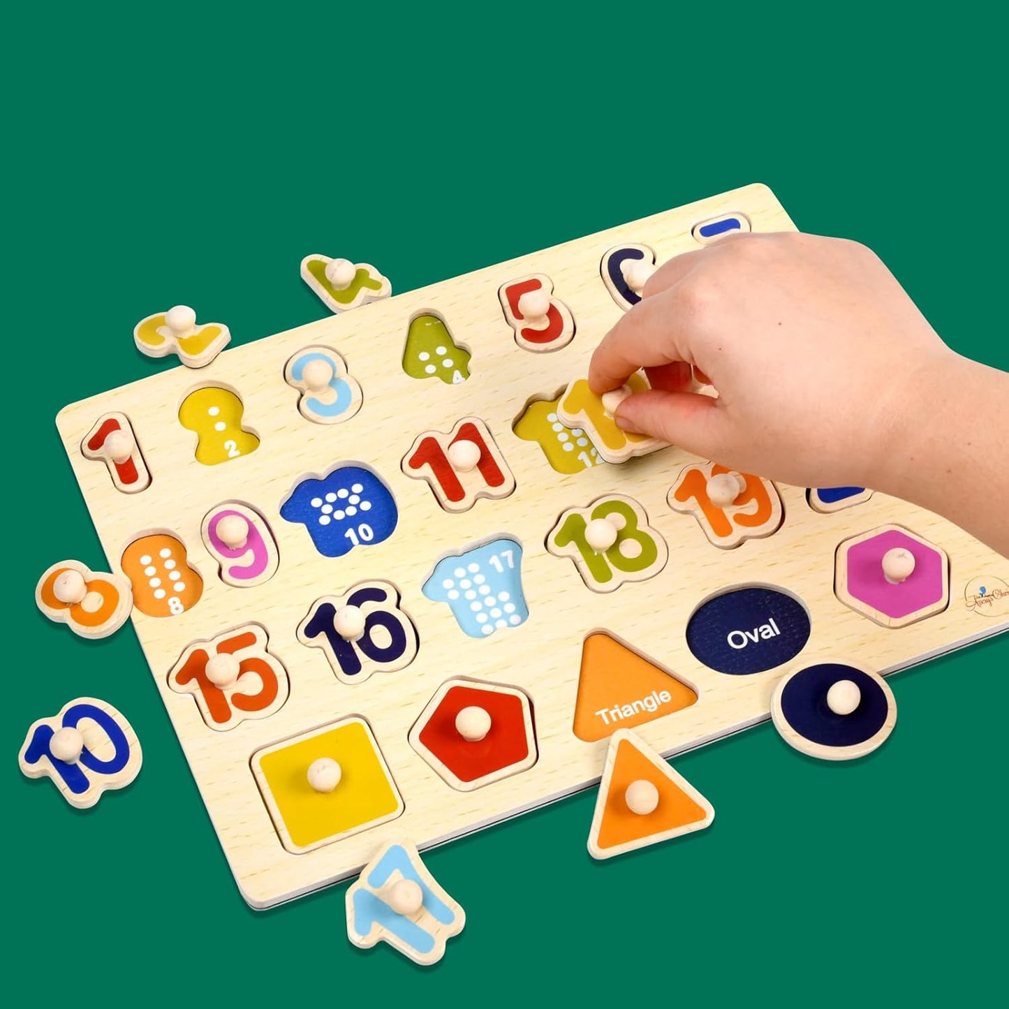 Avery's Choice Magnetic Wooden Number and Shape Recognition Board, Educational Puzzle with 13 Magnetic Pieces, Multicolor Learning Toy for Toddlers 36+ Months, 11.81 x 8.86 Inches