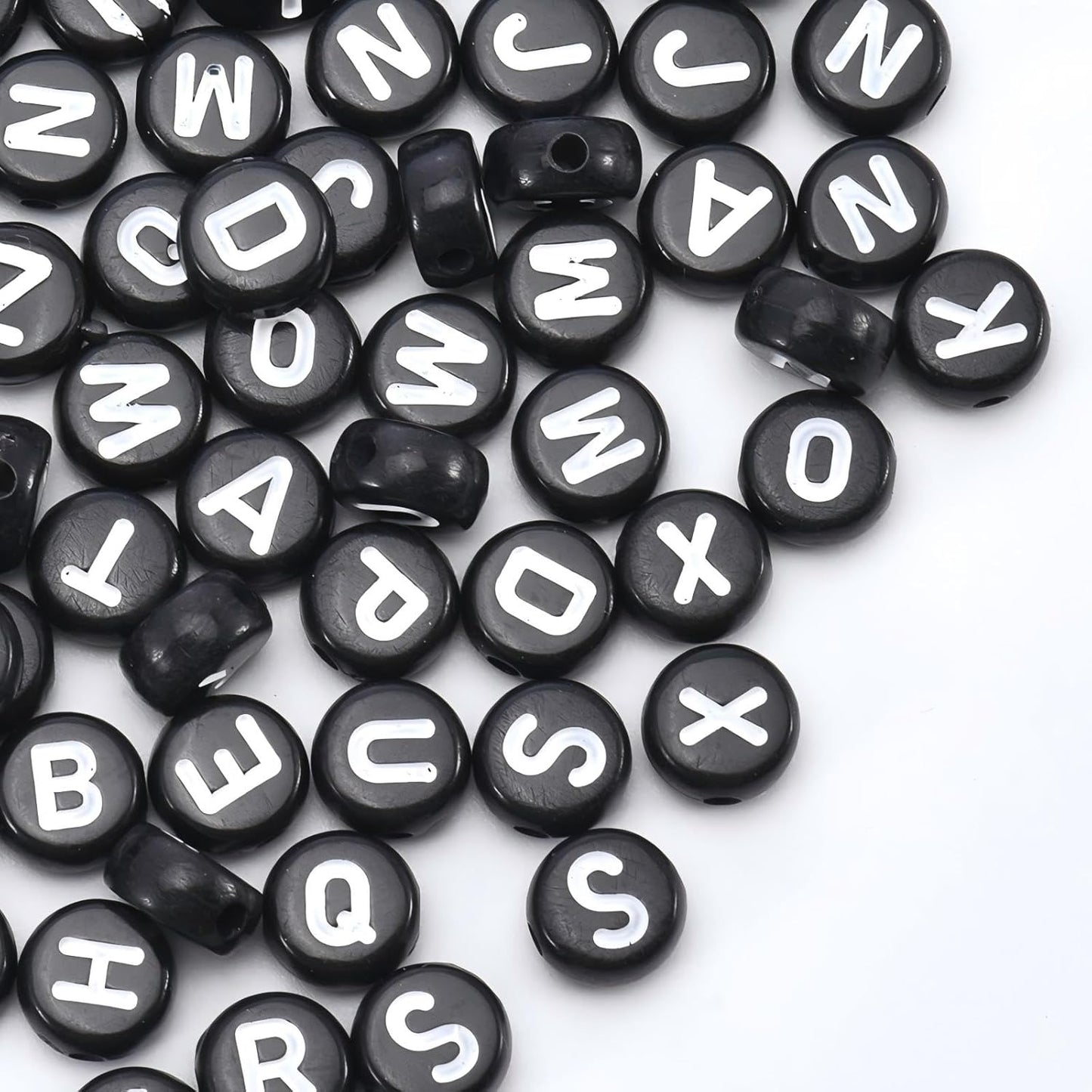 1600Pcs White and Silver Round Letter Beads A-Z, 4X7mm Acrylic Alphabet Beads for Jewelry Making