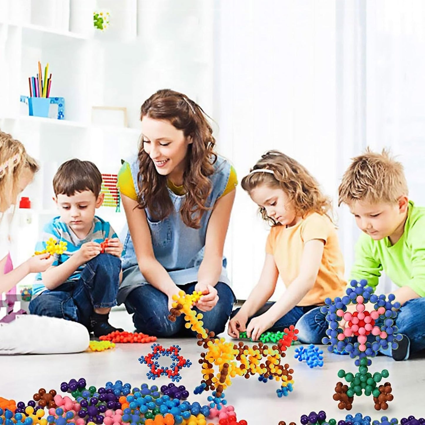 TOMYOU 200 Pieces Building Blocks Kids STEM Toys Educational Discs Sets Interlocking Solid Plastic for Preschool Boys and Girls Aged 3+, Safe Material Creativity