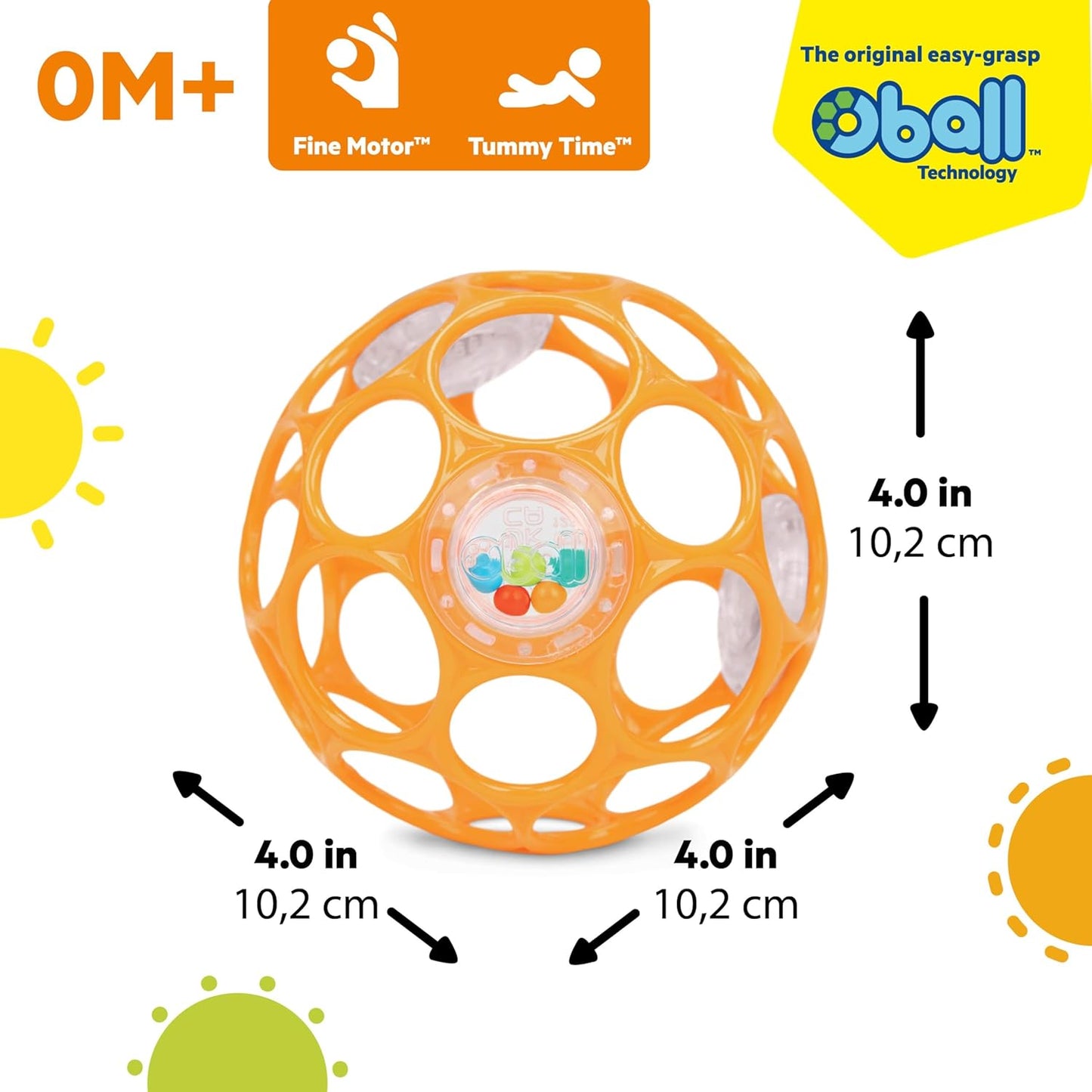 Bright Starts Oball Musical Toy, Jingle & Shake Pal, BPA-Free Easy-Grasp Baby Rattle Toy, Ages Newborn+