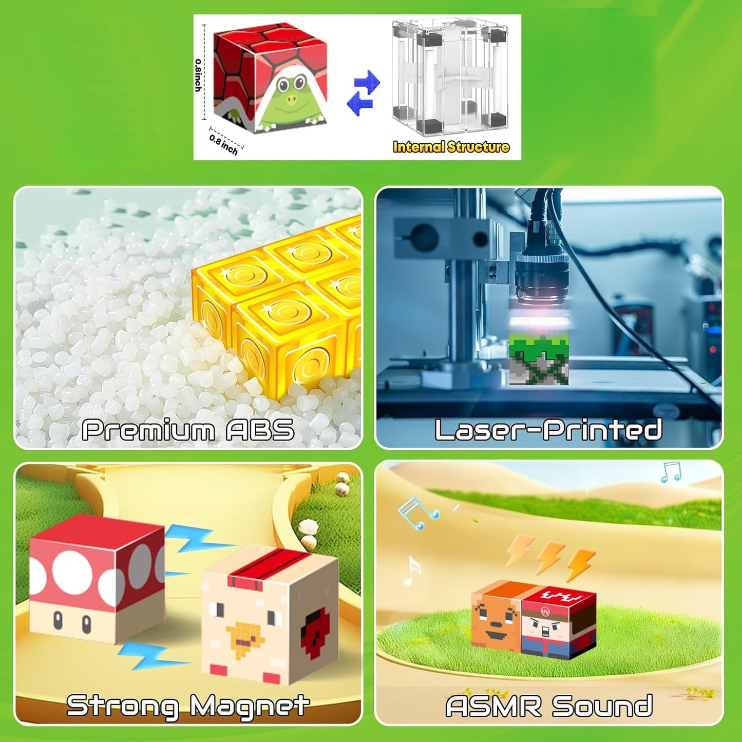 100 PCS 0.8 Inch Magnetic Blocks, STEM Montessori Stacking, Magnetic Building Blocks for Boys & Girls Age 3-8, Educational Stacking Magnets Cubes for Creativity, Birthday Gift for Ages 4-10