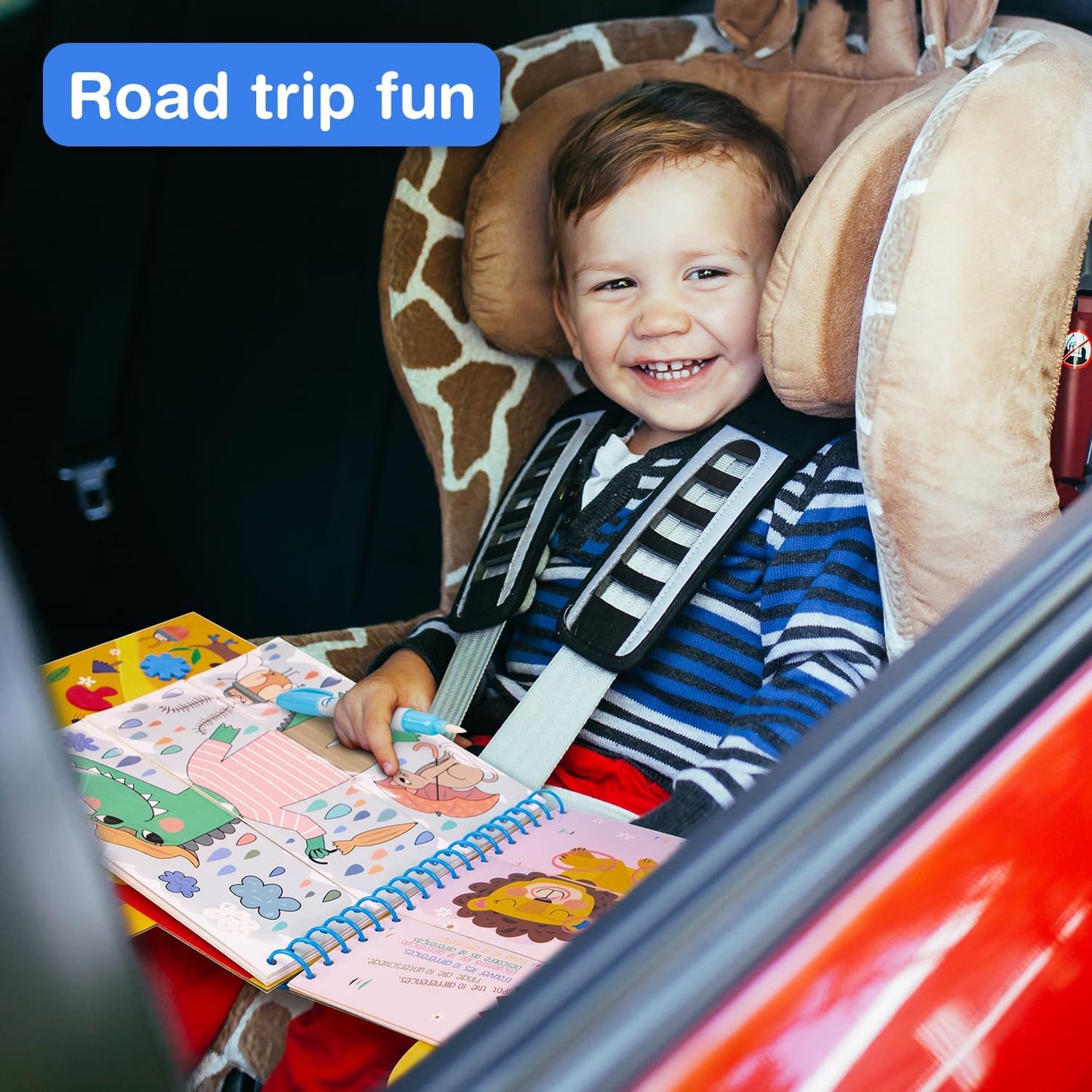 Avenir Reusable Water Coloring Book for Toddlers 3-5 – Mess-Free Paint-with-Water Travel Toy Airplane Activities Road Trip Quiet Book, Water-Reveal Activity Pad, 3-in-1 Creative Set