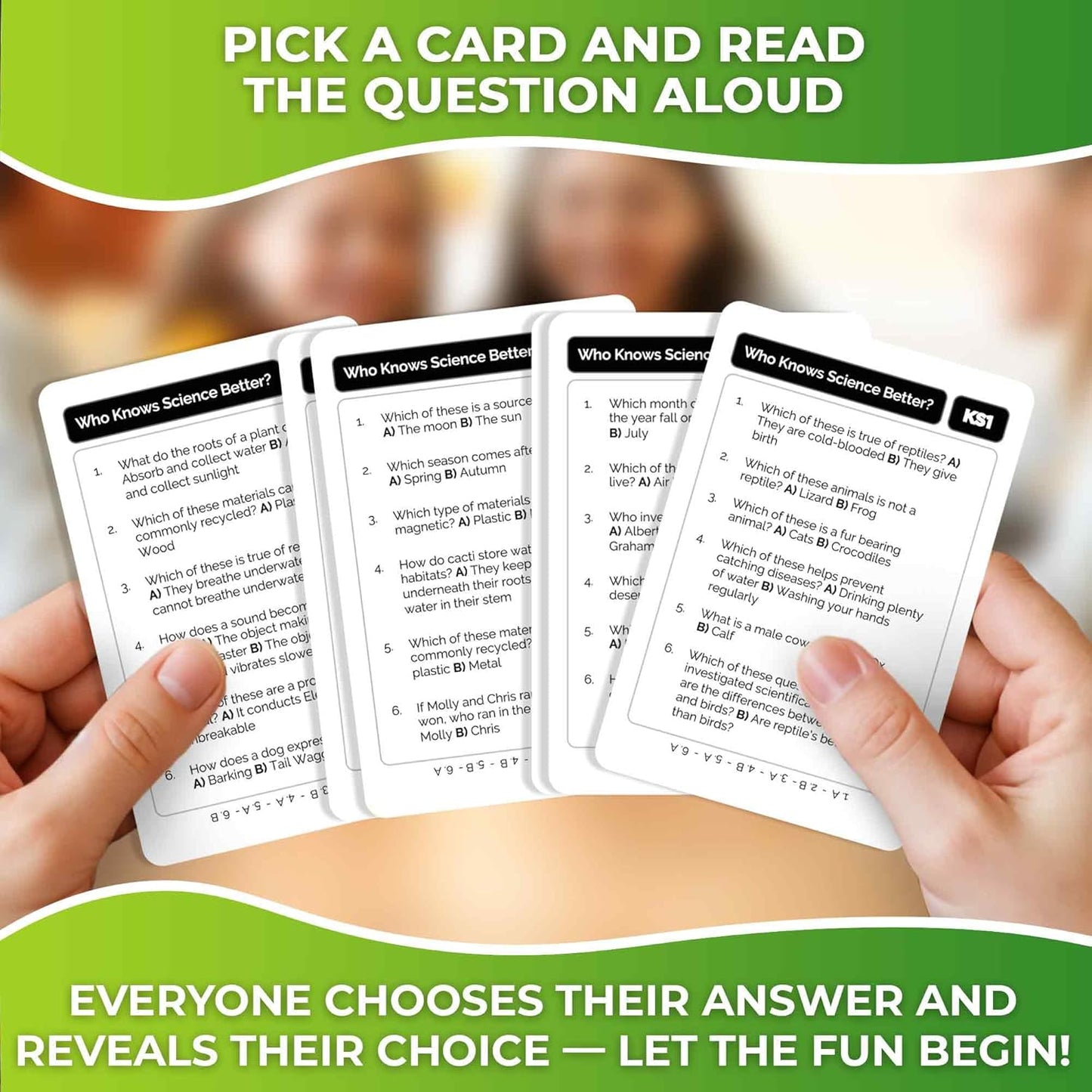 QUOKKA Board Games for Kids 8-12 and Family - Set of 4 Who Knows It Better? - 2000+ Questions Across Biology, Culture, STEM and Math - Educational Trivia Cards for Learning and Game Night