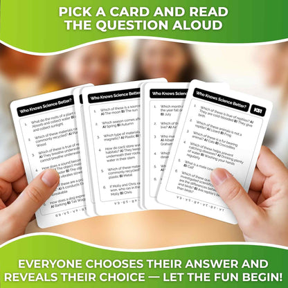 QUOKKA Board Games for Kids 8-12 and Family - Set of 4 Who Knows It Better? - 2000+ Questions Across Biology, Culture, STEM and Math - Educational Trivia Cards for Learning and Game Night