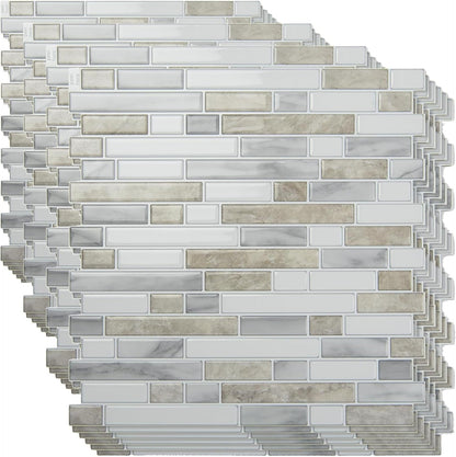 Art3d 10-Sheet Heavy-Duty Peel and Stick Backsplash, Waterproof Wall Tiles Stick on Kitchen Backsplash Living Space, Carrara Grey