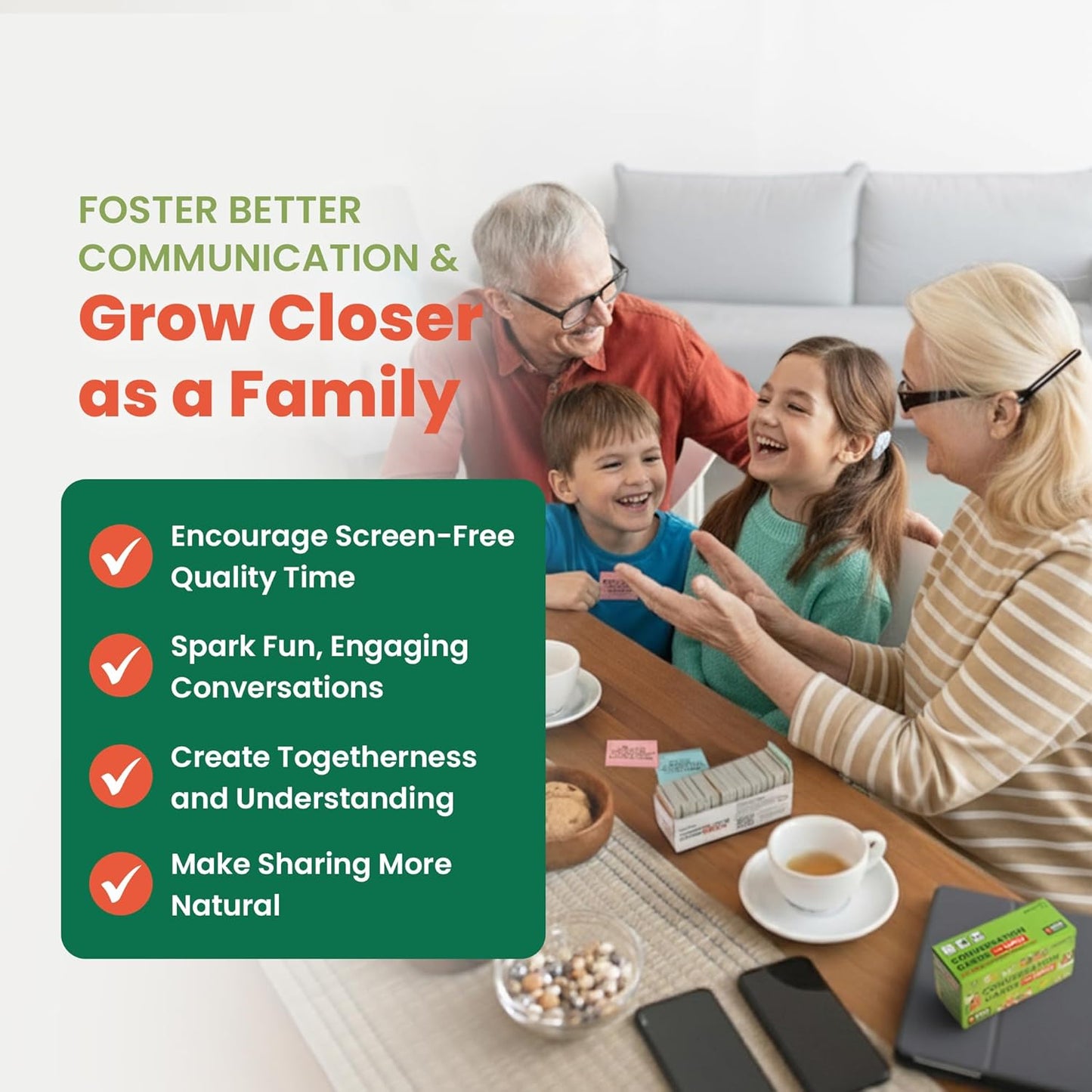 Prompta 600 Conversation Cards for Families – Fun Family Game for Kids and Adults During Game Night, Family Dinner, or Road Trips – Five Get to Know You Question Categories on 2.5" x 1.75" Cards