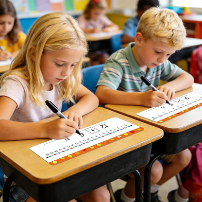 30 Packs Number Line Dry Erase Boards Cards, Double-Sided Writable & Erasable, 0-10 on One Side and 0-20 on the Other Side, Math Learning White Board Tool for Students, Classroom and Home (12” x 4”)
