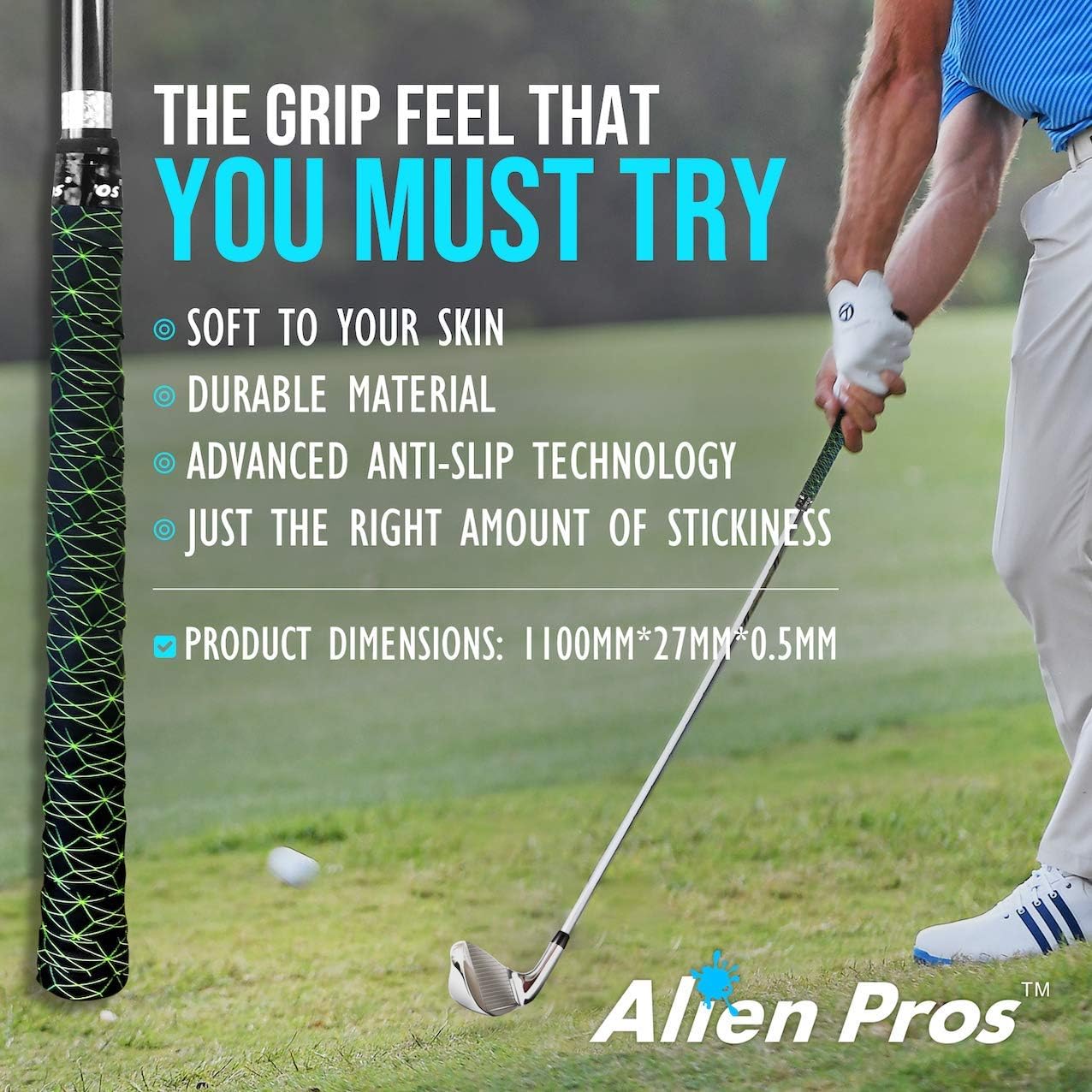 Alien Pros Golf Grip Wrapping Tapes - Innovative Golf Club Grip Solution - Enjoy a Fresh New Grip Feel in Less Than 1 Minute