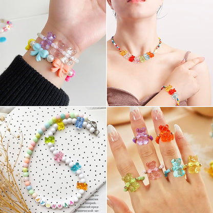 Kissitty 100Pcs Clear Acrylic Bear Beads Cute Bears Loose Beads Bulk Transparent Gummy Bear Spacer Bead Counting Bears for Bracelet Adults Necklace Earring Crafts Bag Key Chain DIY Jewelry Making