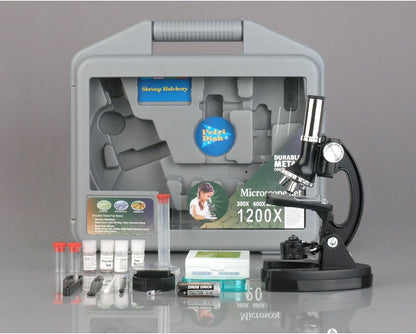 AmScope - 120X-1200X Kids 52 pc Microscope Science Kit + World of The Microscope Book - M30-ABS-KT2-WM - Black
