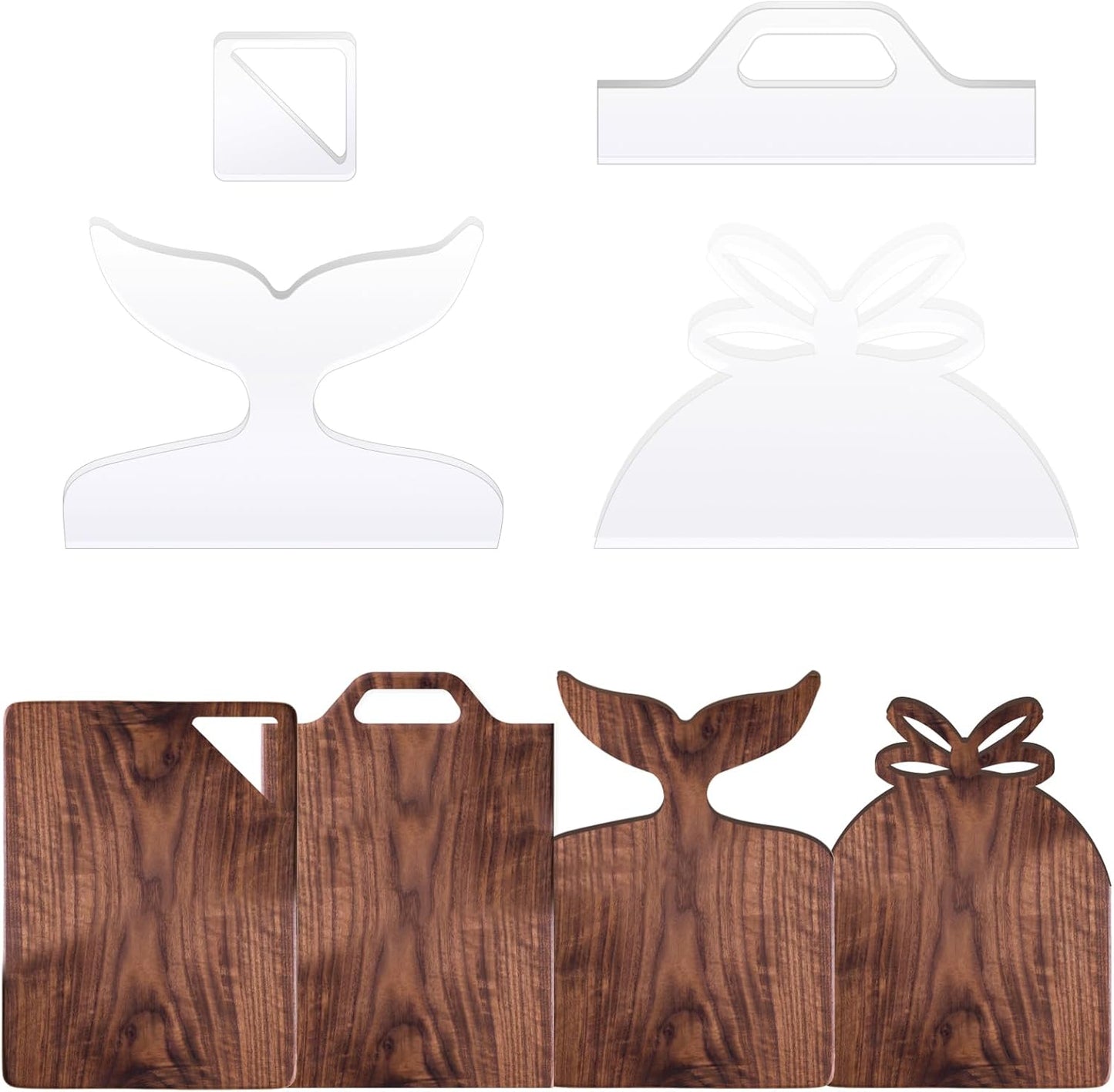Router Templates, 4pcs Acrylic Charcuterie Board Handle Template, LYMOI Clear Cut Board Thick Handle Template, Angled Curvy Tracing Stencils Cut Guide Tools for Kitchen Woodworking. (Style 1)