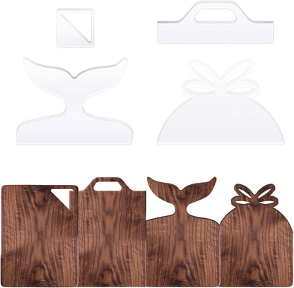 Router Templates, 4pcs Acrylic Charcuterie Board Handle Template, LYMOI Clear Cut Board Thick Handle Template, Angled Curvy Tracing Stencils Cut Guide Tools for Kitchen Woodworking. (Style 1)