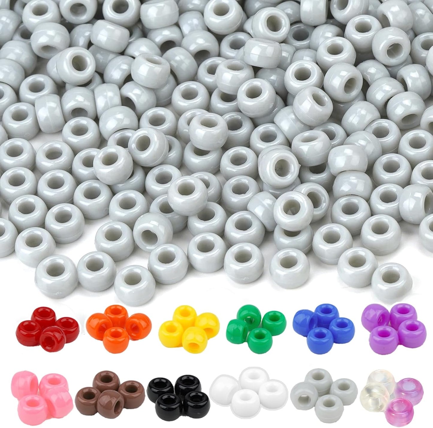 Dowsabel Brown Pony Beads Bulk 1000 Pcs 6x9mm, Large Hole Kandi Hair Beads for Braids Bracelets, DIY Friendship Bracelets Necklaces Jewelry Making Crafts and Gifts