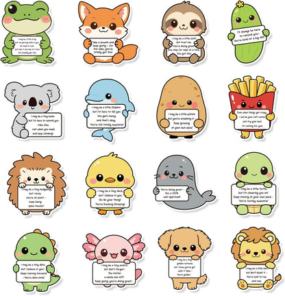 16pcs Emotional Support Animal Refrigerator Magnets, Funny Cartoon Positive Animal Fridge Decorative Magnets with Encouraging Words for Office Home Locker Whiteboard