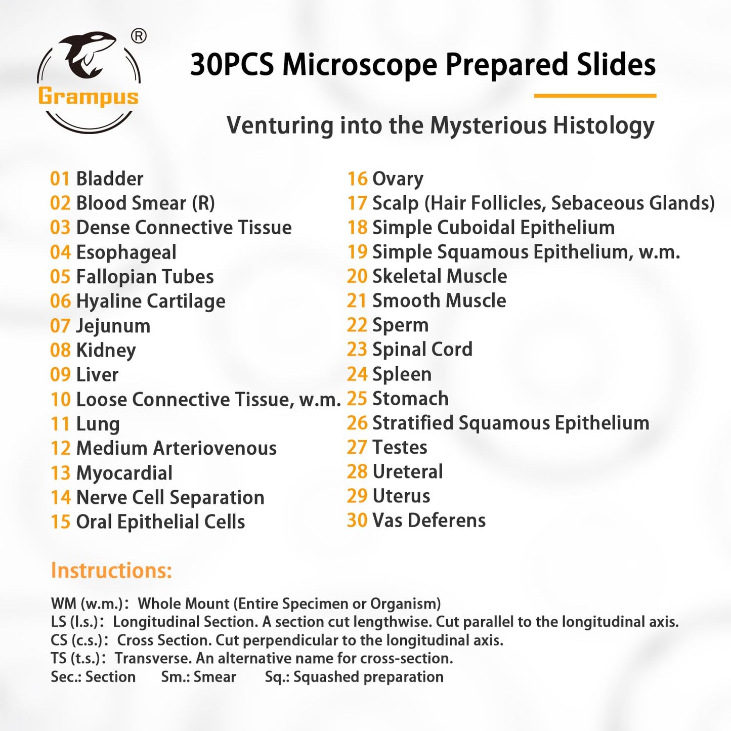 30 Prepared Microscope Slides with Specimens for Kids Students - Plants, for Biological Science Lab, Children's Science Education, Homeschooling Use