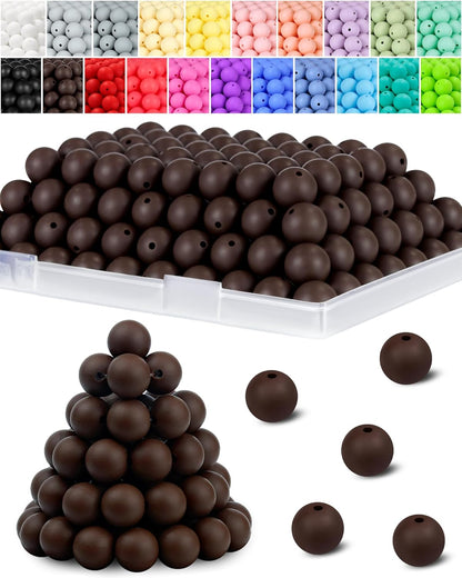 120PCS FIVEIZERO Silicone Beads for Keychain Making, 15mm Glacier Gray Round Silicone Rubber Focal Beads Bulk for DIY Crafts, Bracelets, Necklaces, and Pens