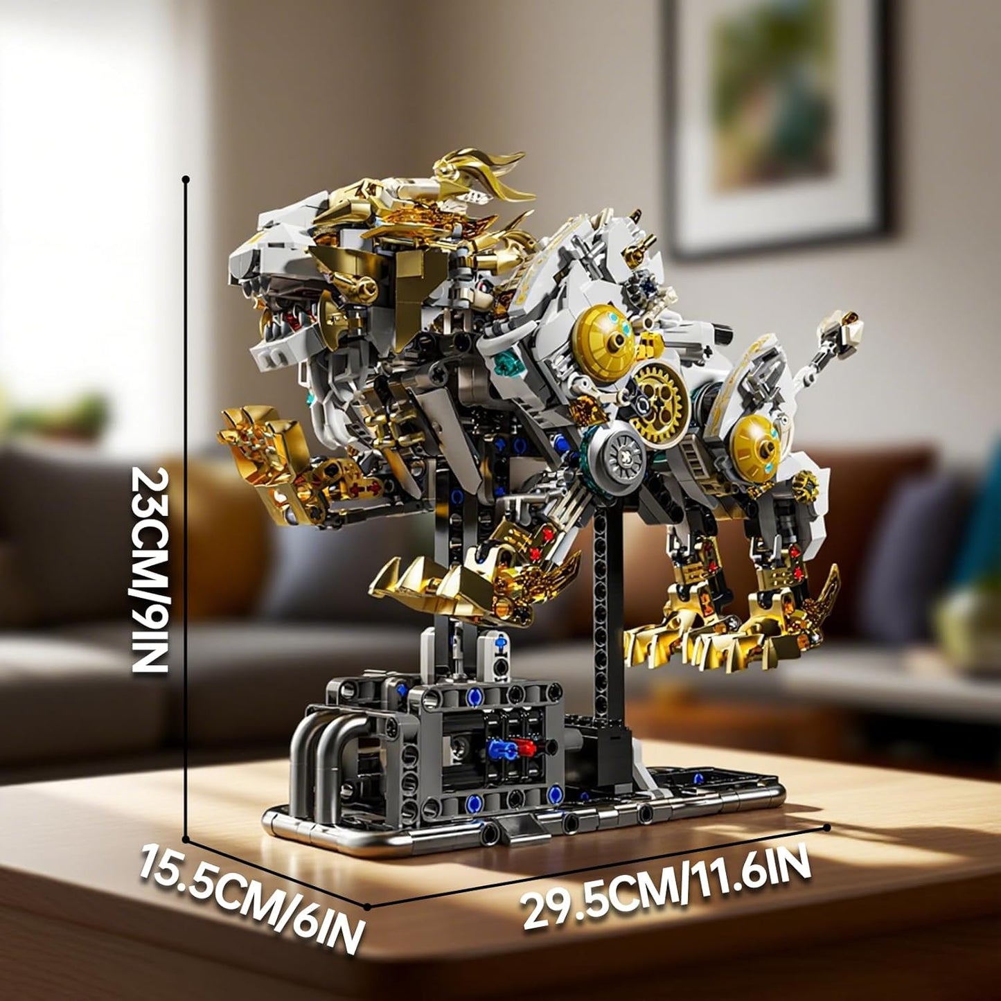 CSNRHG Mechanical Lion Building Block Toy Set Futuristic Mechanical Beast Model with Movable Parts & Gears Premium Mechanical Building Kit with Display Stand, Ideal Gift for Boys & Adults