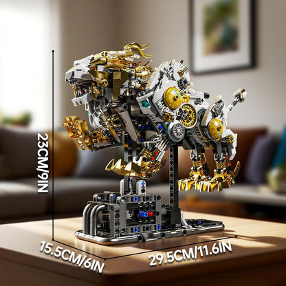 CSNRHG Mechanical Lion Building Block Toy Set Futuristic Mechanical Beast Model with Movable Parts & Gears Premium Mechanical Building Kit with Display Stand, Ideal Gift for Boys & Adults