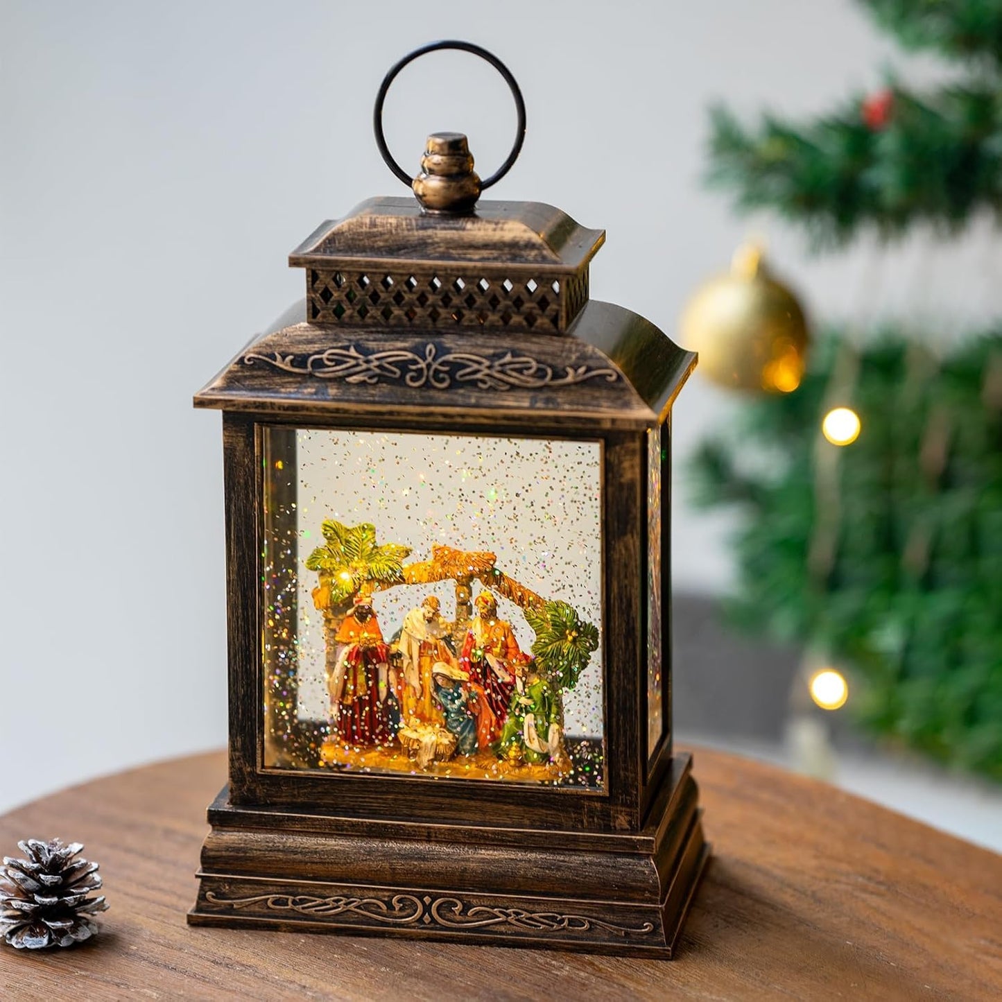 120mm Christmas Snow Globe Lamp - Snowman Globle Musical Holiday Decoration Xmas Tree & Snowman with Timer, USB Power, Festive Room Light, Best Gift for Christmas,New Year