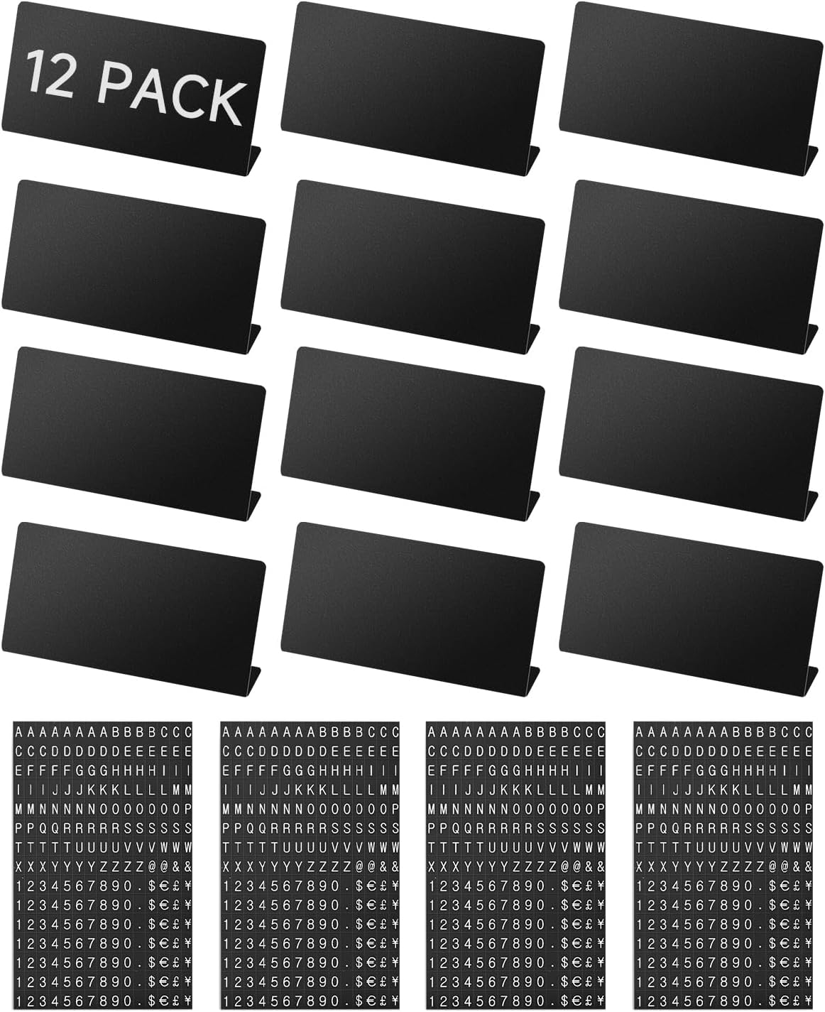 Mini Magnetic Letter Display Signs – Chalkboard-Style Reusable Food Price Labels | 6 Metal Boards + 450 Magnetic Characters for Bakery, Café, Dessert Shop, Deli & Catering Use