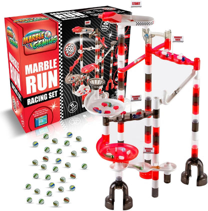 Marble Genius Marble Run Racing Set: 125-Piece Marble Run Racing Set Toys for Kids, Marbles Maze Tower Building Blocks, Marbles Race Track Rolling Game, Educational Learning STEM Toy Gift