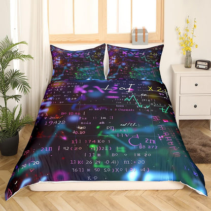 Erosebridal Chemistry Bedding Set Chemical Equation Comforter Cover for Kids Boys,Science Students Duvet Cover Test Tube Microscope Chemical Equipment Bed Set Full,Science Educational Dorm Room Decor
