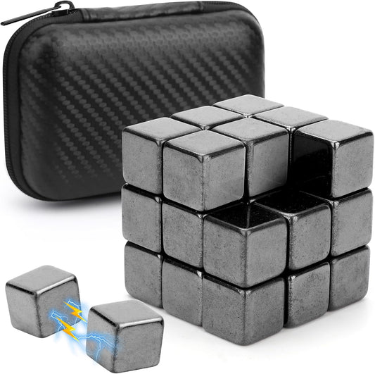 Fidget Balls Magnet Toy for Adults, Square Black Magnetic Stones, Magnet Hand Roller, Magnetic Rocks for Office, Cool Magnetic Gadget Sciencce Kit (28PCS)