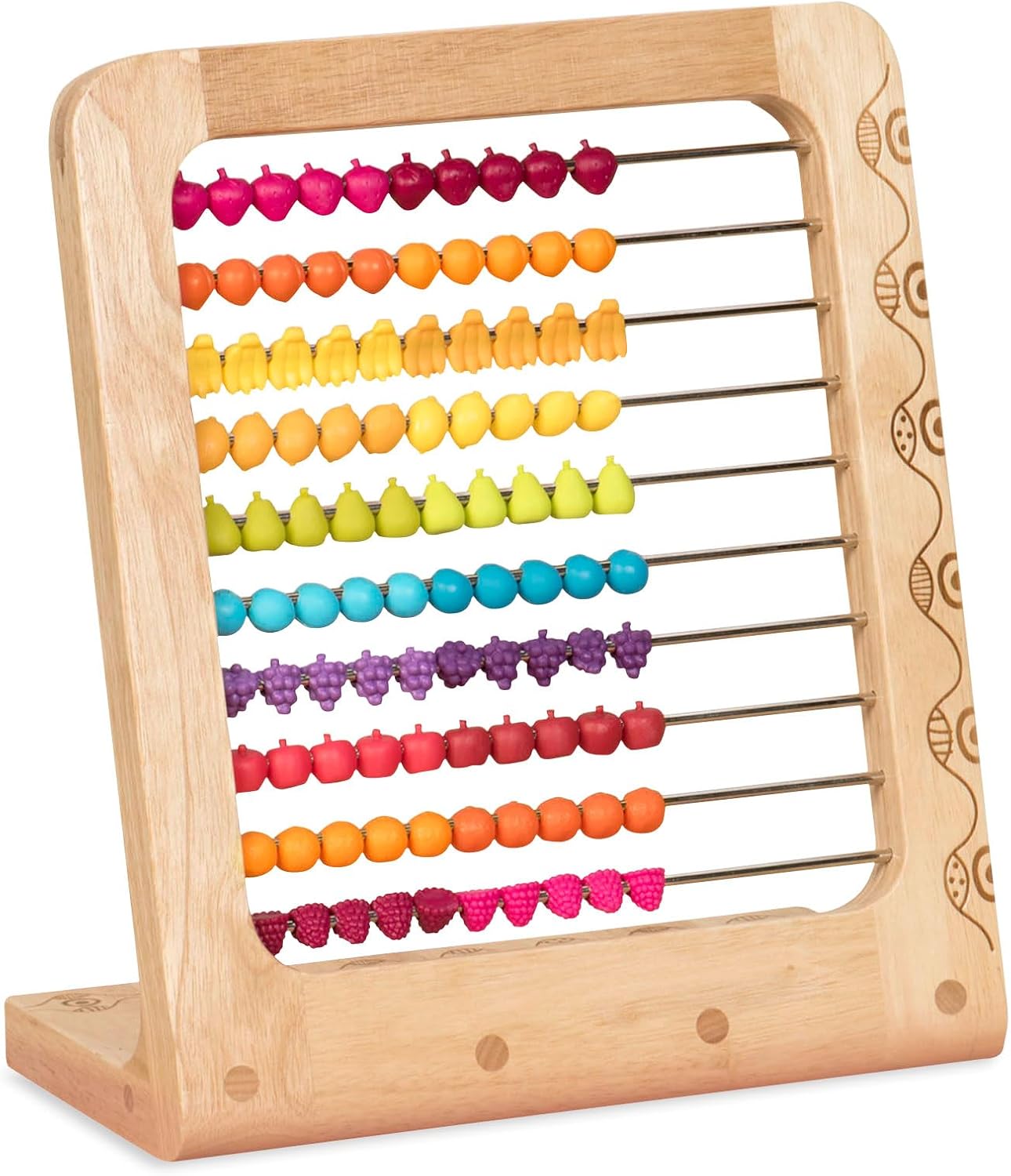 B. toys – Fruity! Wooden Abacus for Kids Classic Math Learning Toy with 100 Beads Educational for Addition, Subtraction Numbers & Counting 18+ Months