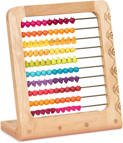B. toys – Fruity! Wooden Abacus for Kids Classic Math Learning Toy with 100 Beads Educational for Addition, Subtraction Numbers & Counting 18+ Months
