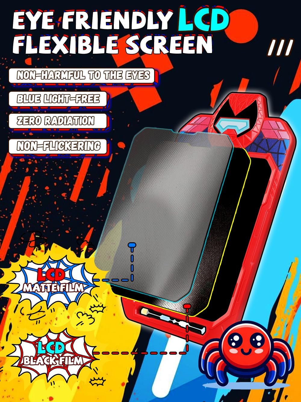 LCD Writing Tablet for Kids 10 Inch Bat Hero for Toddler 3 4 5 6 7 8 - Paint, Doodle Board, Drawing Pad - Travel Toys, Road Trip Car Activities, Birthday Christmas Gift Boys & Man
