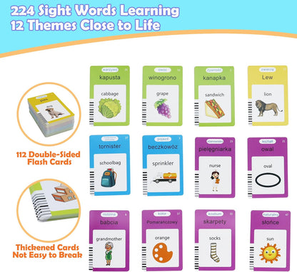 Spanish & English 510 Words Alphabet Bilingual Talking Flash Cards for 3-8 Years Toddlers, Pocket Speech Buddy Therapy Autism Toys, Educational Learning Interactive Toy for Boys Girls Kids Gifts Blue