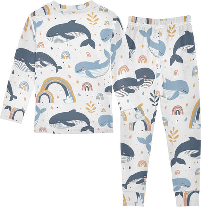 ALAZA Shark Starfish Palm Tree 2 Piece Pajama Set Long Sleeve Top and Pants Sleepwear Unisex - Colors A