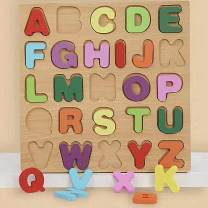 Wooden Puzzles for Toddlers, 3pack Alphabet Shape Puzzles for Kids 3 Wooden Montessori Toddler Alphabet Number Shape for Kids 3 Years Old Boys & Girls