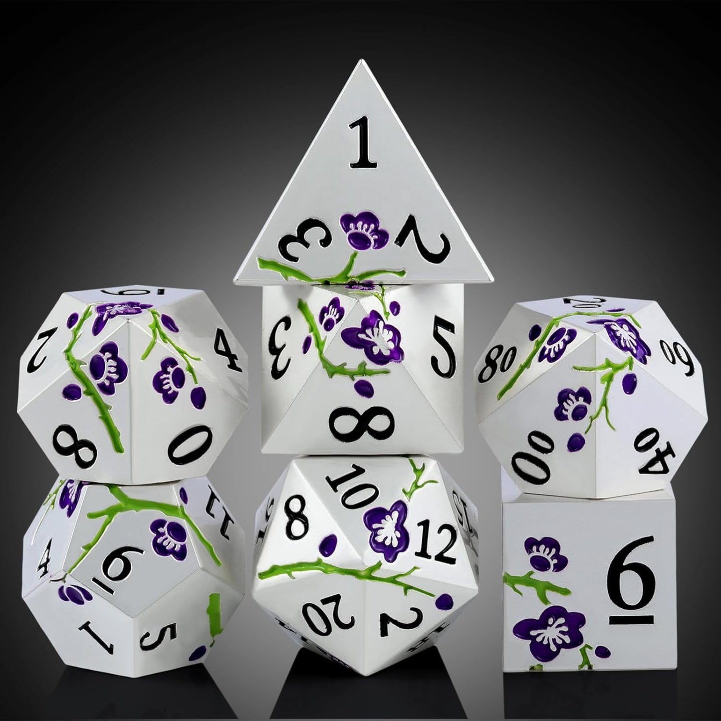 DnDnD Heavy Polyhedral Metal Dice Set with Metal Box, 7-die Shiny Blue Surface with Golden Number for RPG,Dungeons and Dragons,Pathfinder,Shadowrun,D&D,Role Palying Game and Math Teaching - Colors A