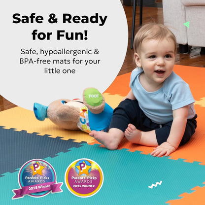 MioTetto Baby Play Mat, Soft Foam Floor Tiles for Kids. Adjustable Interlocking Foam Tiles, Fits with 50x50 Playpen Baby mat for Crawling & Development, Safe & Non-Toxic Playmat for Babies 6-12 Months