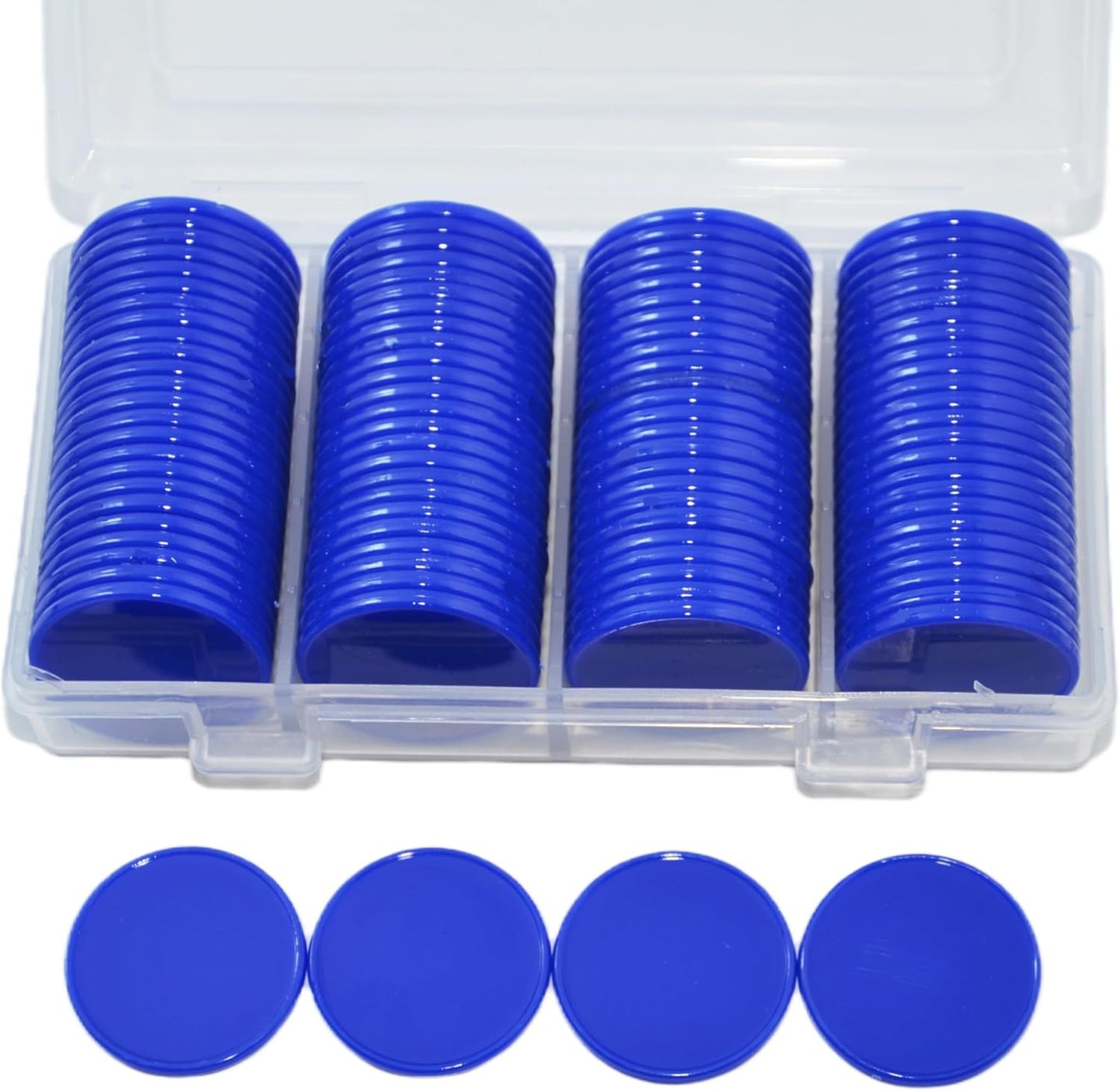 Smartdealspro Set of 100 1 Inch Opaque Plastic Learning Counters Mini Poker Chips Game Tokens with Storage Box (Pink)